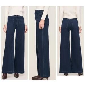 DL1961 Hepburn Wide Leg High Rise Jeans Social Dark Patch Pocket Sailor 25 NEW